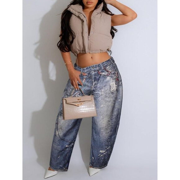 Women’s High Waisted Wide Leg Pants 3D Digital Print Lounge Street Style - Picture 2 of 8